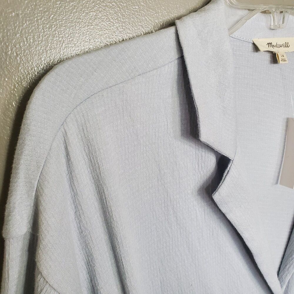 Madewell Camp Shirt Womens Size 1X Knit Lightspun Light Blue Button Up New NF804 - Picture 4 of 11